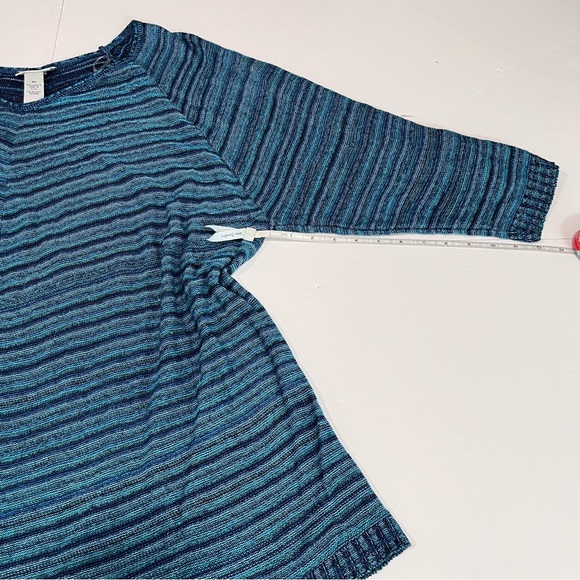 Catherines Teal Blue Striped V Neck Lightweight  Sweater Size 4X - Picture 6 of 9